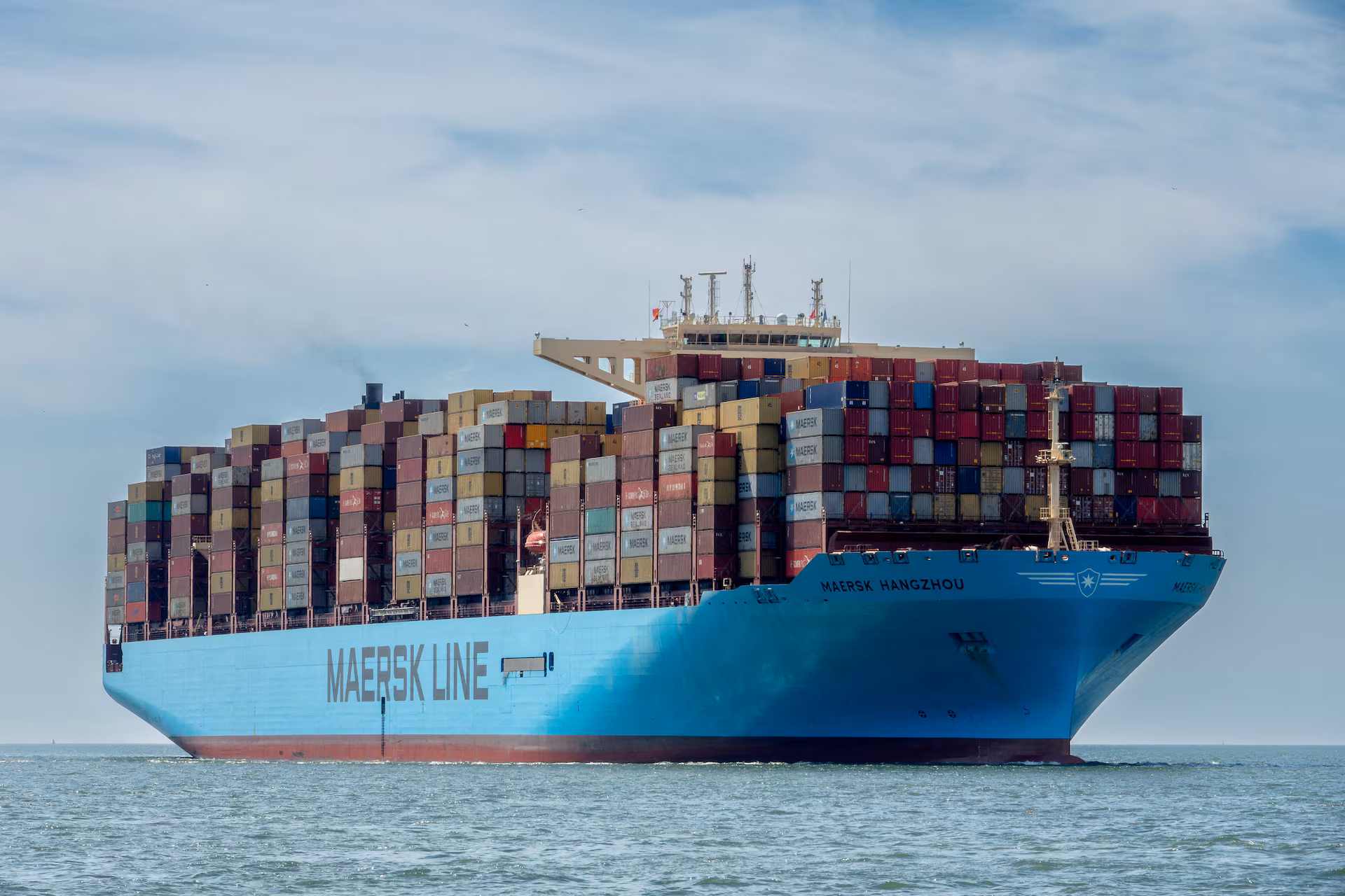 Container ship on the water